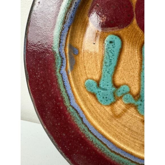 D. Lasser Ceramics Signed Yellow/Red Tulip Green Stems Pottery Large Platter 16” - Picture 9 of 11